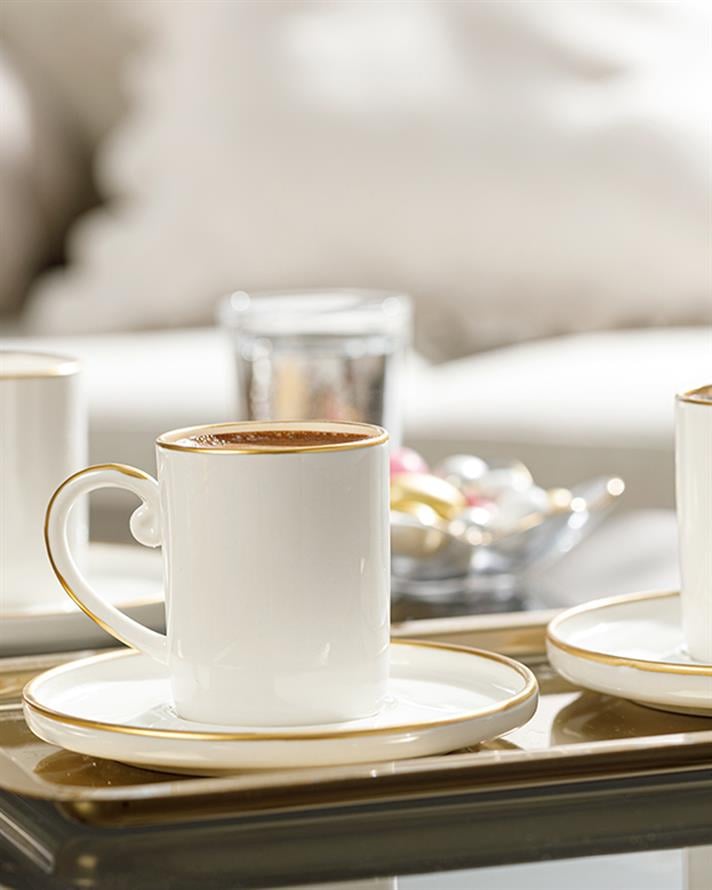 Marella Porcelain 12 Pieces 6 Seater Coffee Cup Set 85 ml Gold
