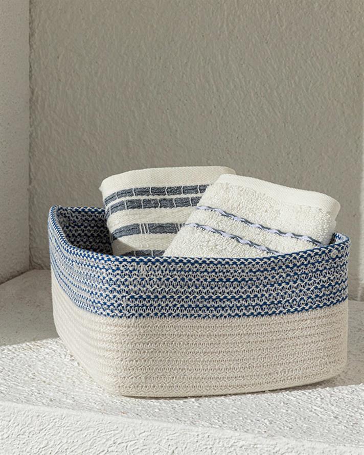 Marina Knitted Basket Blue-White