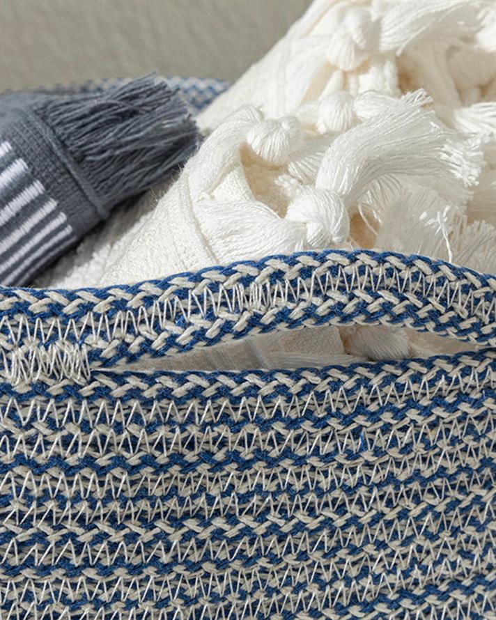 Marina Knitted Basket Blue-White