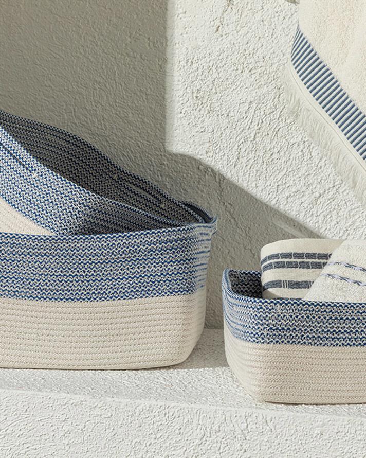 Marina Knitted Basket Blue-White