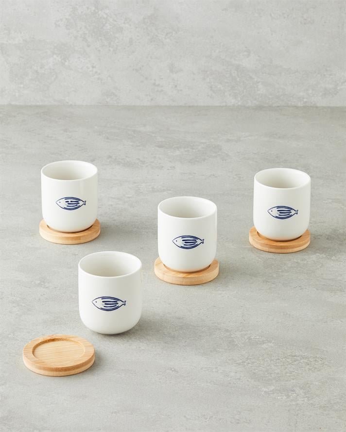 Marinique Stoneware 8 Pieces 4 Seater Cup 150 ml Blue
