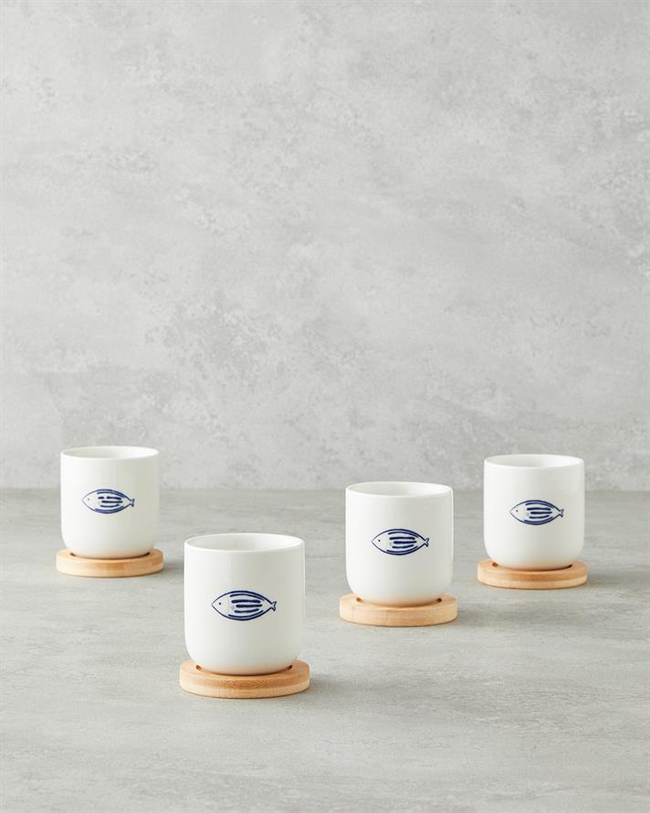 Marinique Stoneware 8 Pieces 4 Seater Cup 150 ml Blue