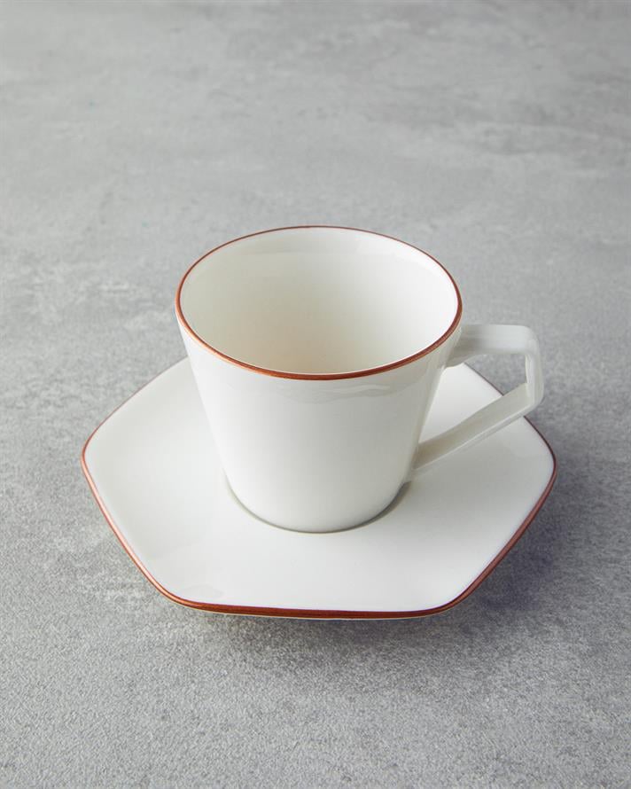 Marlin Bone Porcelain Coffee Cup Set 12 Pieces 6 Seater Rose Gold