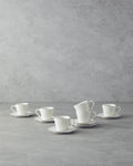 Marlin Bone Porcelain Coffee Cup Set 12 Pieces 6 Seater Silver