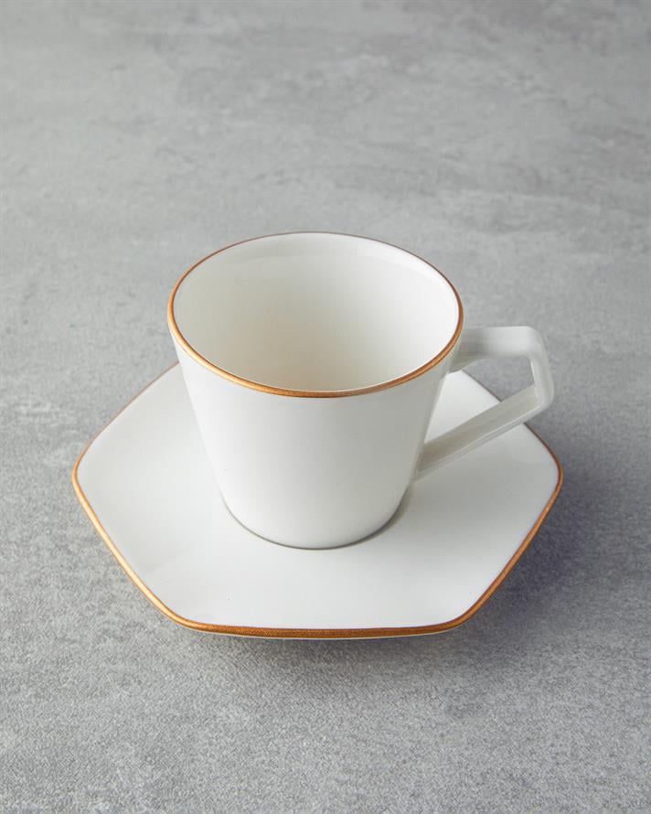 Marlin Bone Porcelain Coffee Cup Set 12 Pieces 6 Seater Gold