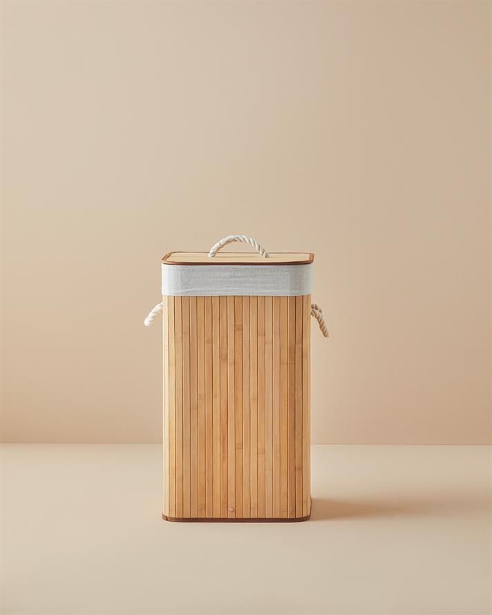 Fancy Foldable Laundry Basket Beige - 35x35x60 cm - Beige - 17827