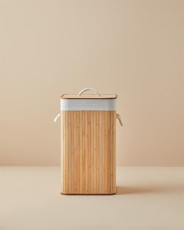 Fancy Foldable Laundry Basket Beige - 35x35x60 cm - Beige - 17827