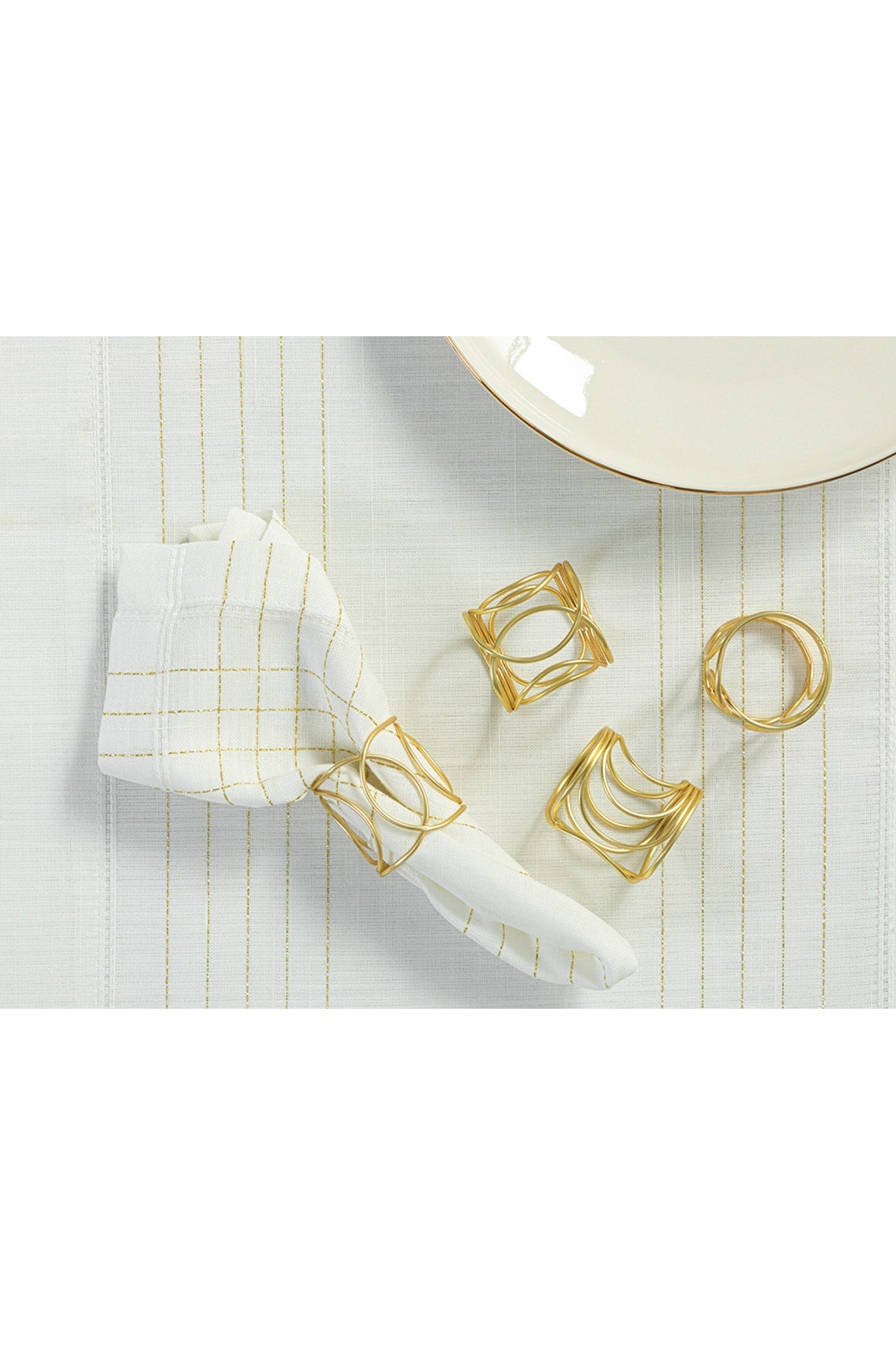 English Home Miotal Metal 4-Piece Napkin Ring 4.5 Cm Gold - EGY4442610249