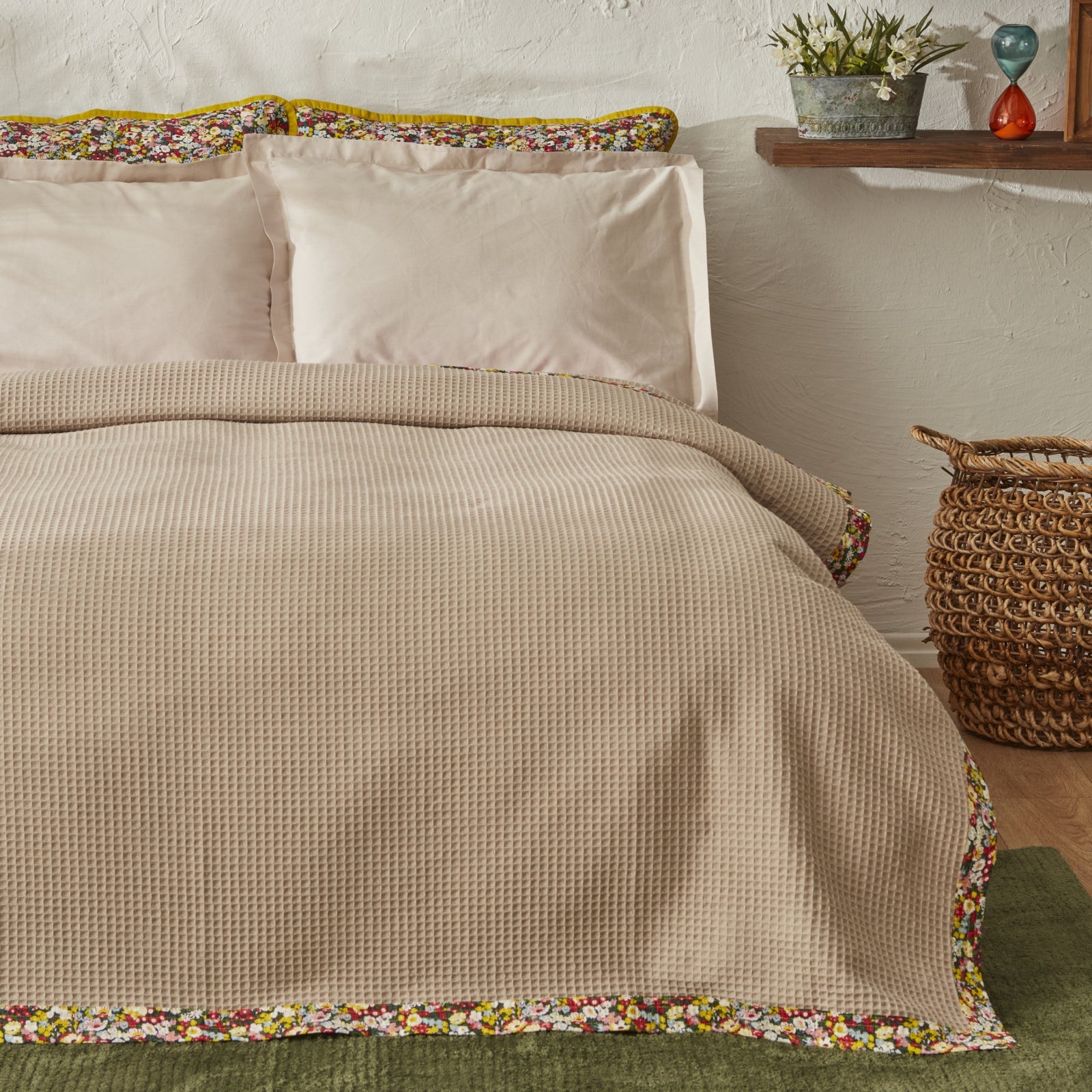 Karaca Pique Double Ribbed 200×220 cm Beige - EGY487149372