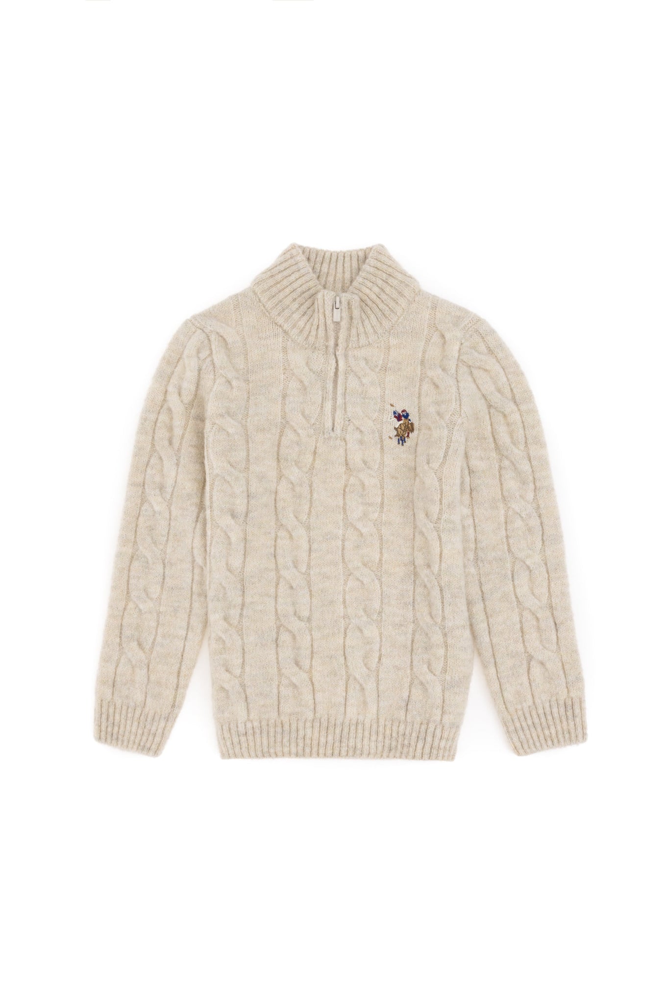 U.S. Polo Assn. - Boy's Half Zipper Stone Sweater - 45973 - Grey - 50297422022
