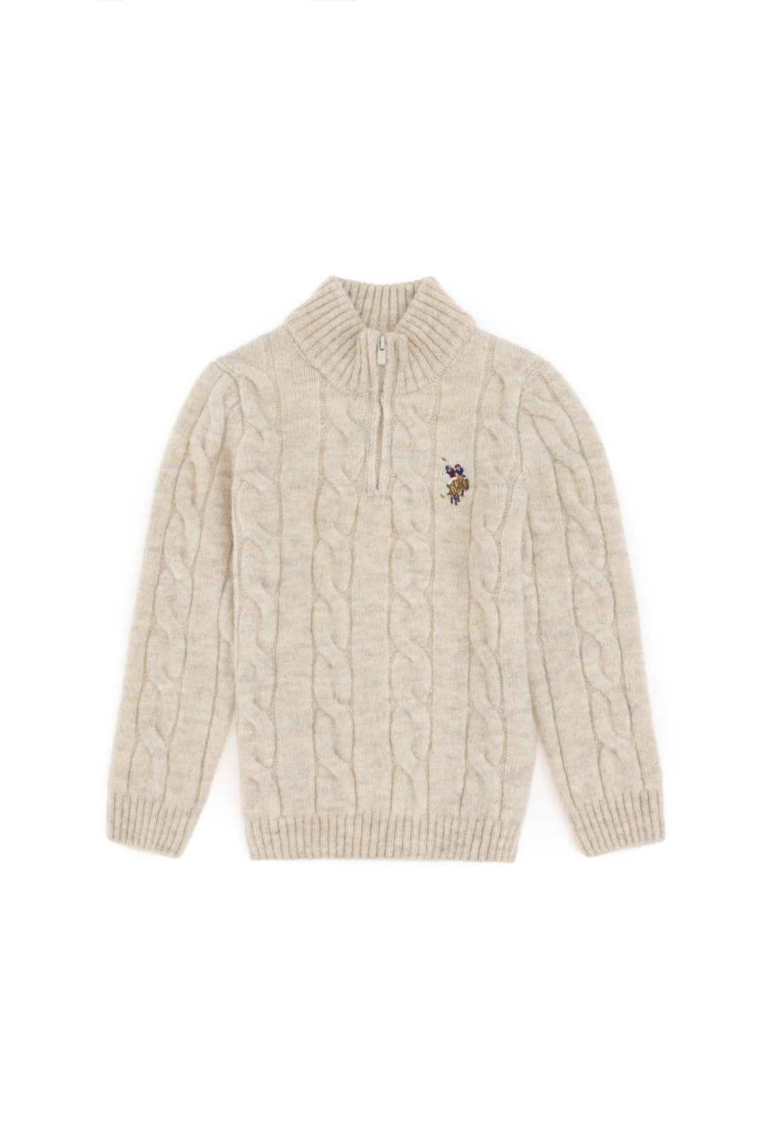 U.S. Polo Assn. - Boy's Half Zipper Stone Sweater - 45973 - Grey - 50297422022