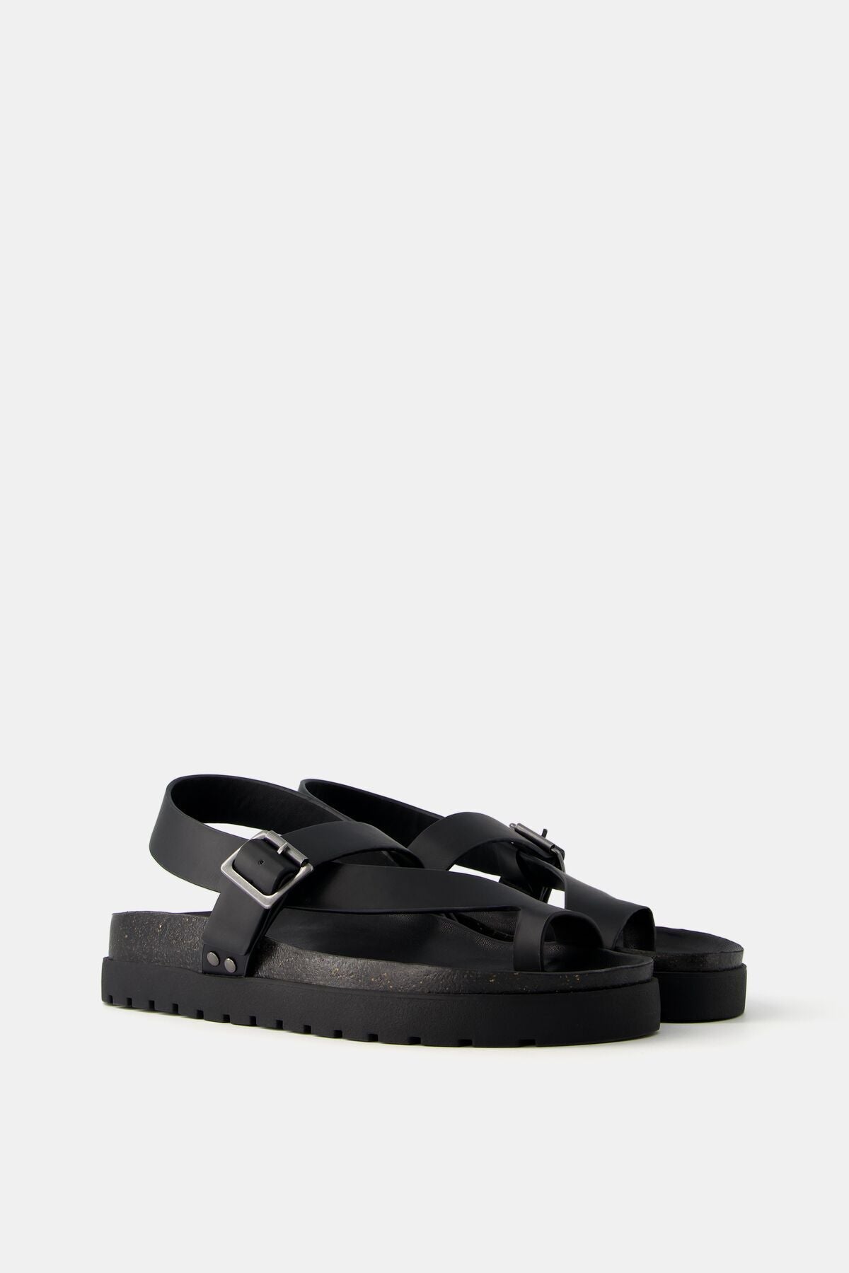 Bershka Men's Buckled Platform Sandals - 42 - EGY15323119775