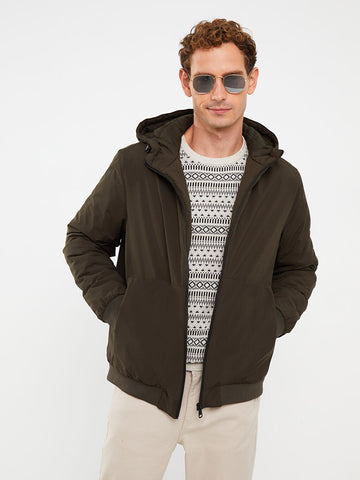 LCWAIKIKI Classic Khaki Standard Pattern Hooded Men's Coat