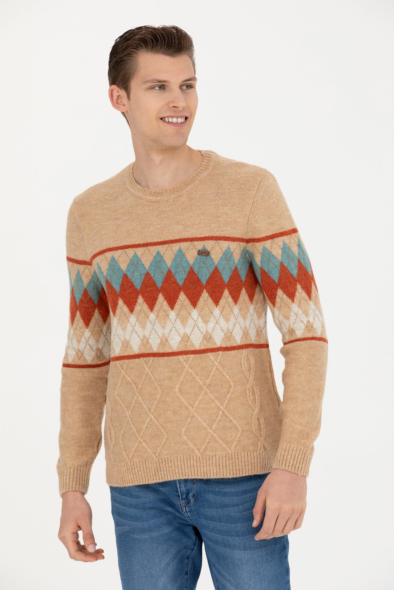 Men's Sand Melange Sweater - Medium - EGY64592119299