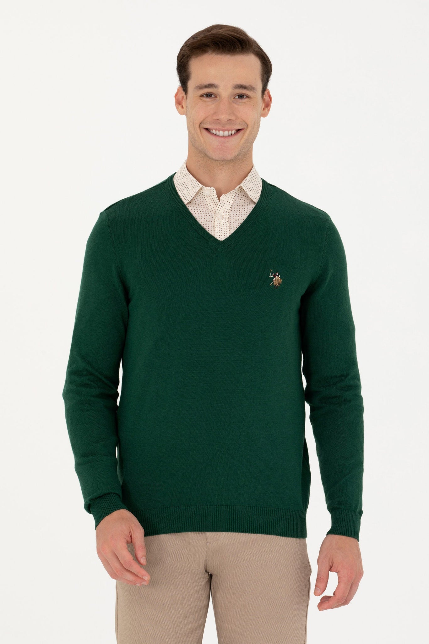 Men's Green Basic Sweater - Large - EGY45456120349
