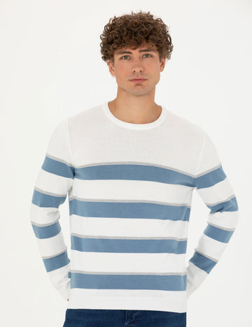 Ecru Slim Fit Sweater - Large - EGY61218120367