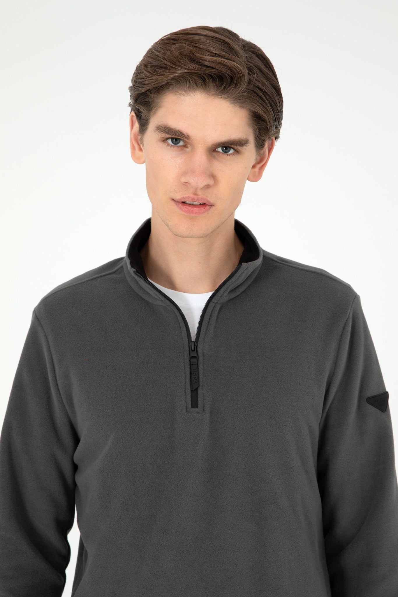 Regular Fit Half Zipper Anthracite Basic Sweatshirt - Large - EGY77986119898