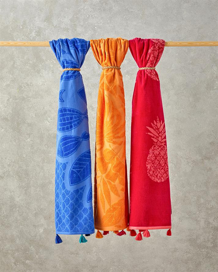 Melody Cotton Velvet Jacquard Beach Towel 90x150 cm Orange