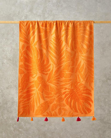 Melody Cotton Velvet Jacquard Beach Towel 90x150 cm Orange