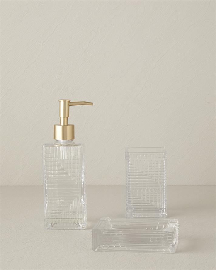 Merle Glass 3-Piece Bathroom Set Transparent