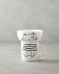 Mingle Catty New Bone China Bowl Mug 360 ml-13 cm Black - White