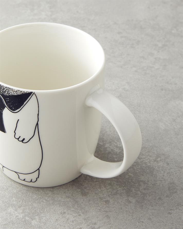 Mingle Teddy New Bone China Bowl Mug 360 ml-13 cm Black - White