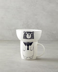 Mingle Teddy New Bone China Bowl Mug 360 ml-13 cm Black - White