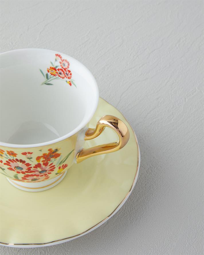 Miranda New Bone China 4 Pieces 2 Seater Cup Set 220 ml Light Yellow