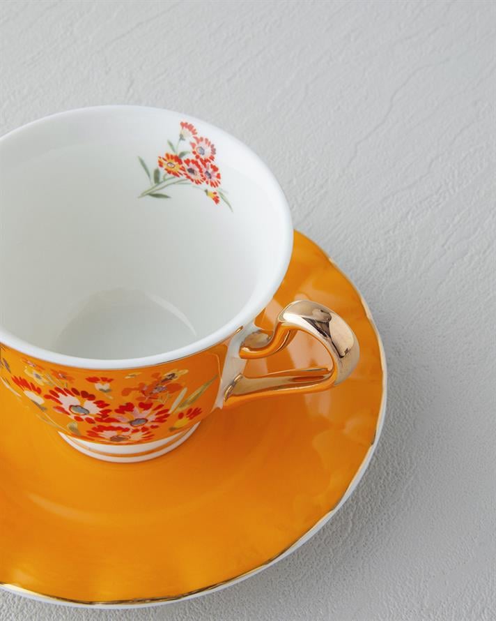 Miranda New Bone China 4 Pieces 2 Seater Cup Set 220 ml Orange