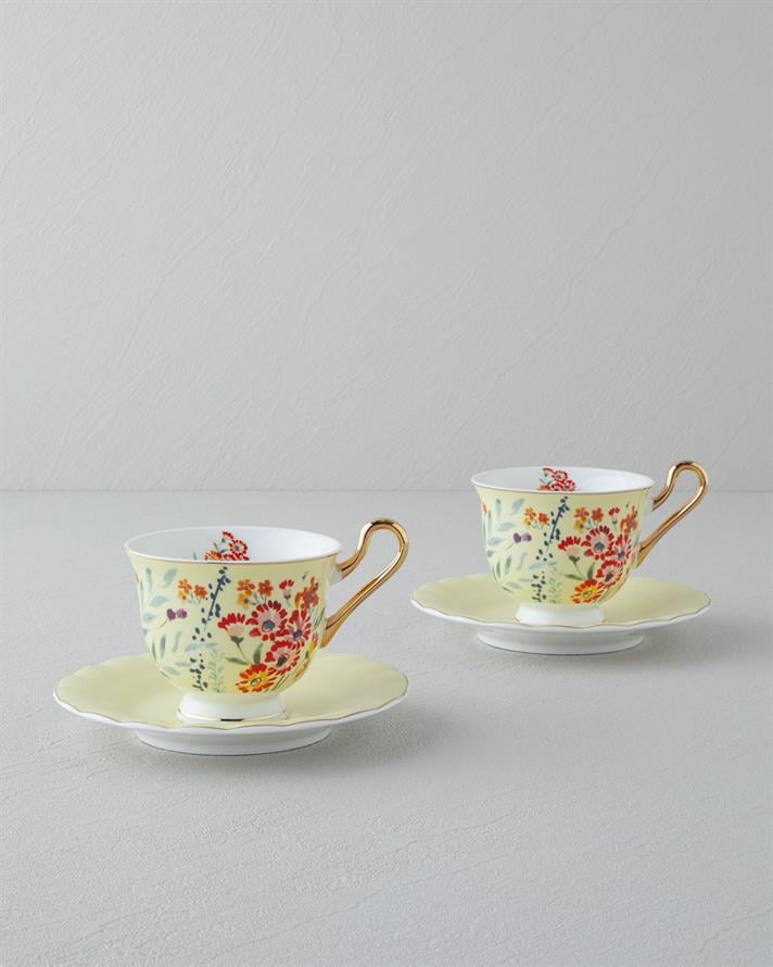 Miranda New Bone China 4 Pieces 2 Seater Cup Set 220 ml Light Yellow