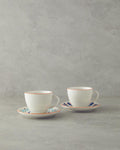 Mixed Lines Porcelain 4 Piece 2 Seater Tea Cup Set Colorful