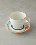 Mixed Lines Porcelain 4 Piece 2 Seater Tea Cup Set Colorful