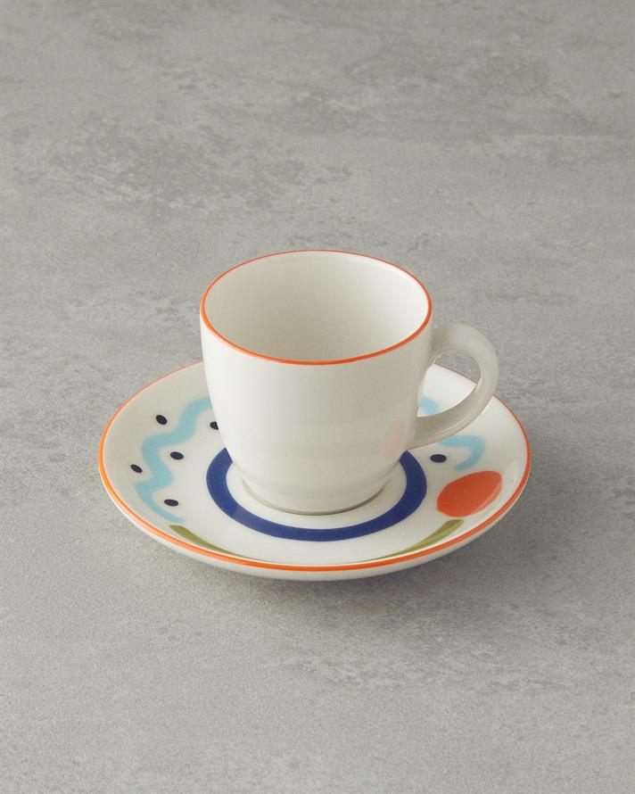 Mixed Lines Porcelain Coffee Cup Set Colorful