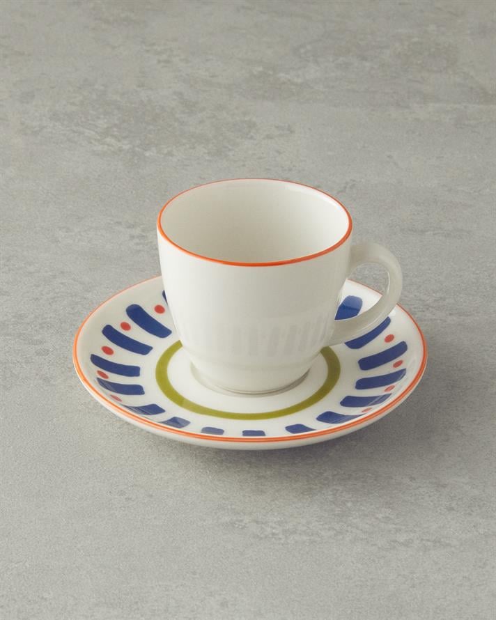 Mixed Lines Porcelain Coffee Cup Set Colorful