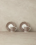 Modern Cube Bone Porcelain Coffee Cup Set 4 Pieces 2 Seater Green