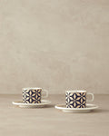 Modern Sense Bone Porcelain Coffee Cup Set 4 Pieces 2 Seater Black