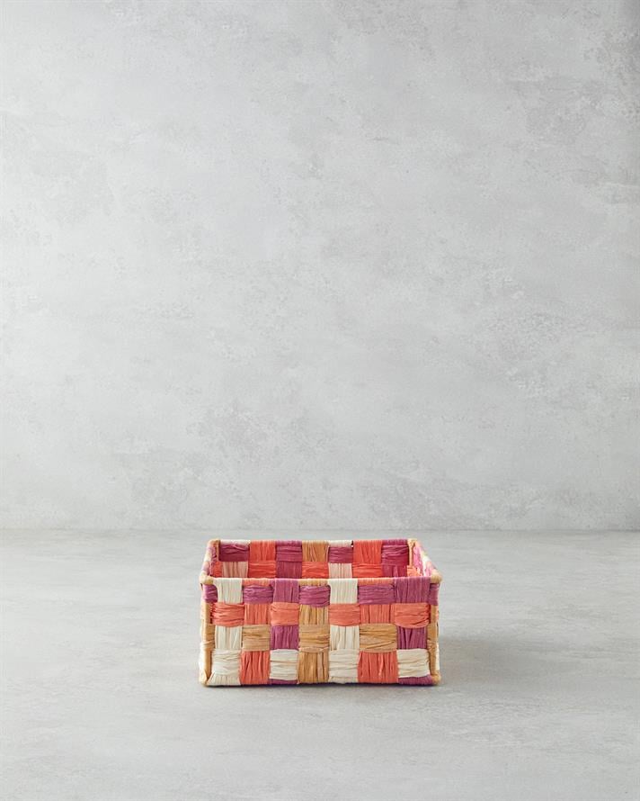 Modern Square Paper Rope Basket Orange