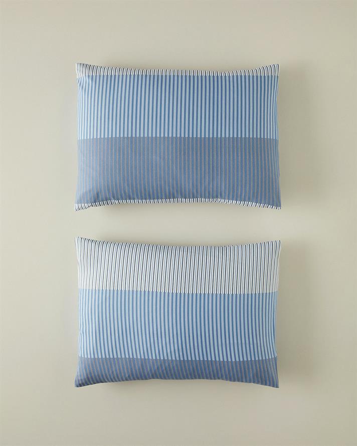 Modern Strip 2 Piece Pillowcase Blue