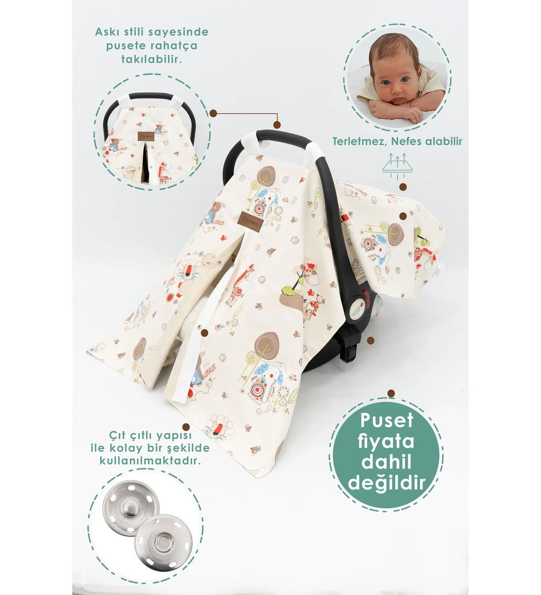 mordesign - Orthopedic Stroller Cushion, Blanket And Bed Sheet Set 3', Hanger Style, Animal Series - Default Title / Beige