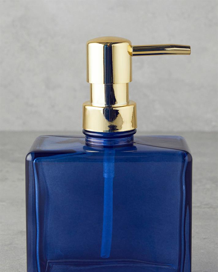 Myla Glass Bathroom Liquid Soap Dispenser Blue