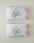 Mystic Rose Combination Cotton Lace-up 2-Piece Pillowcase Blue