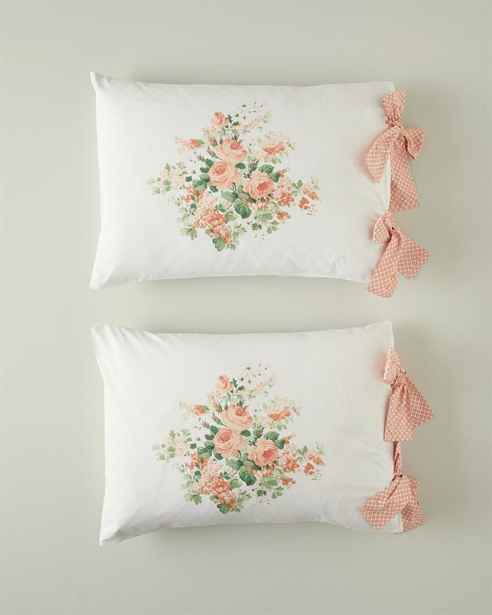 Mystic Rose Combination Cotton Lace-up 2 Piece Pillowcase Orange