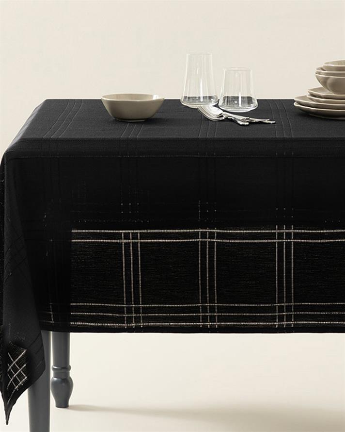 Navy Openwork Tablecloth 150x200 cm Black