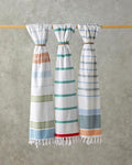 Nova Cotton Fringed Beach Towel 90x150 cm Ecry-Green-Yellow