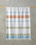 Nova Cotton Fringed Beach Towel 90x150 cm Ecry-Green-Yellow