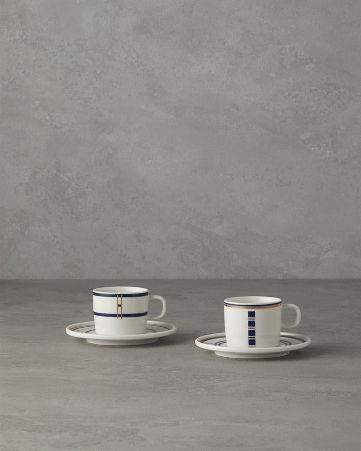 Nuance Bone Porcelain Coffee Cup Set 4 Pieces 2 Seater Navy