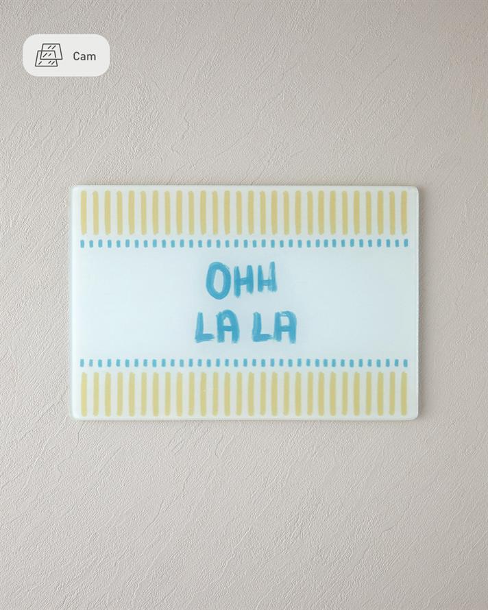 Oh La La Glass Cutting Board Blue-White