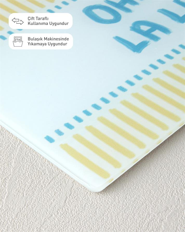 Oh La La Glass Cutting Board Blue-White