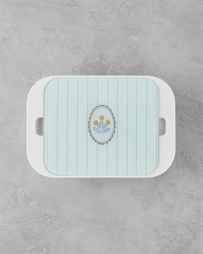 Ornate Flowers Melamine 4-Piece Breakfast Box with Glass Lid 30x21 cm Color