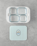Ornate Flowers Melamine 4-Piece Breakfast Box with Glass Lid 30x21 cm Color